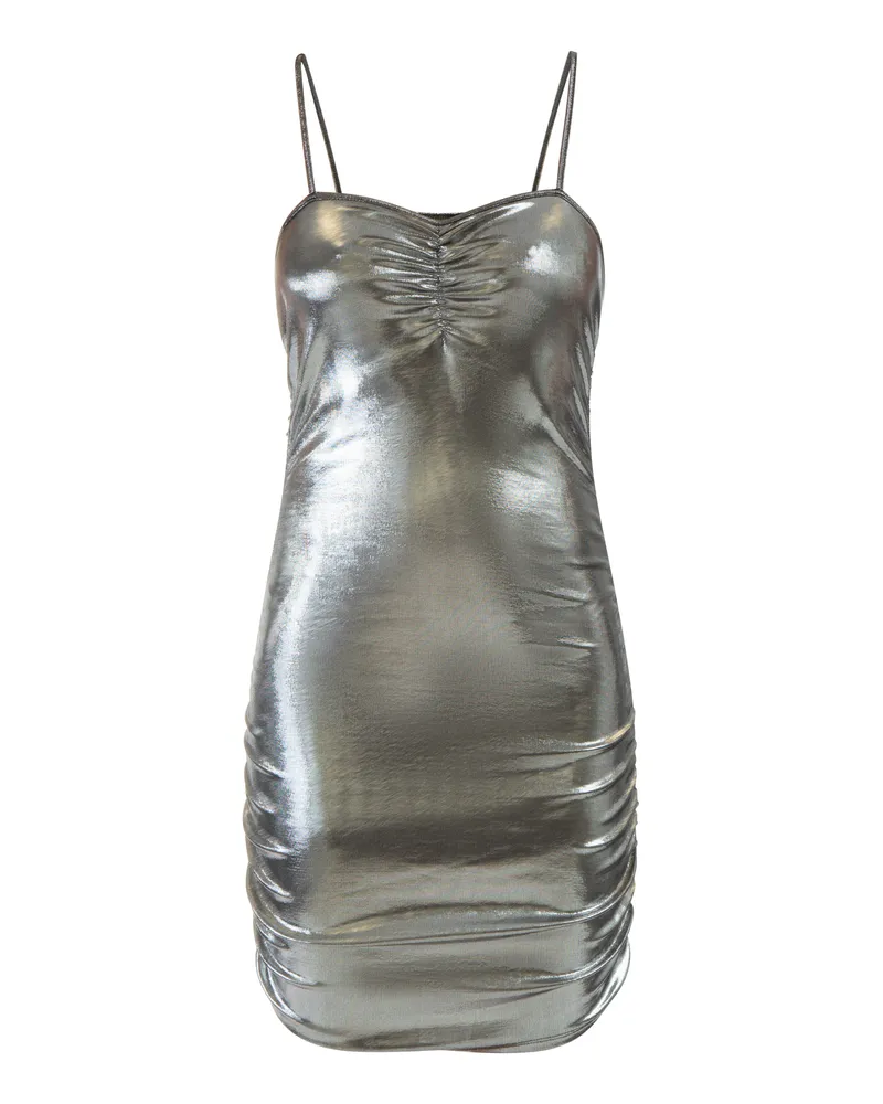 FAINA Strick-Trägerkleid mini Damen Schwarz Metallic Schwarz