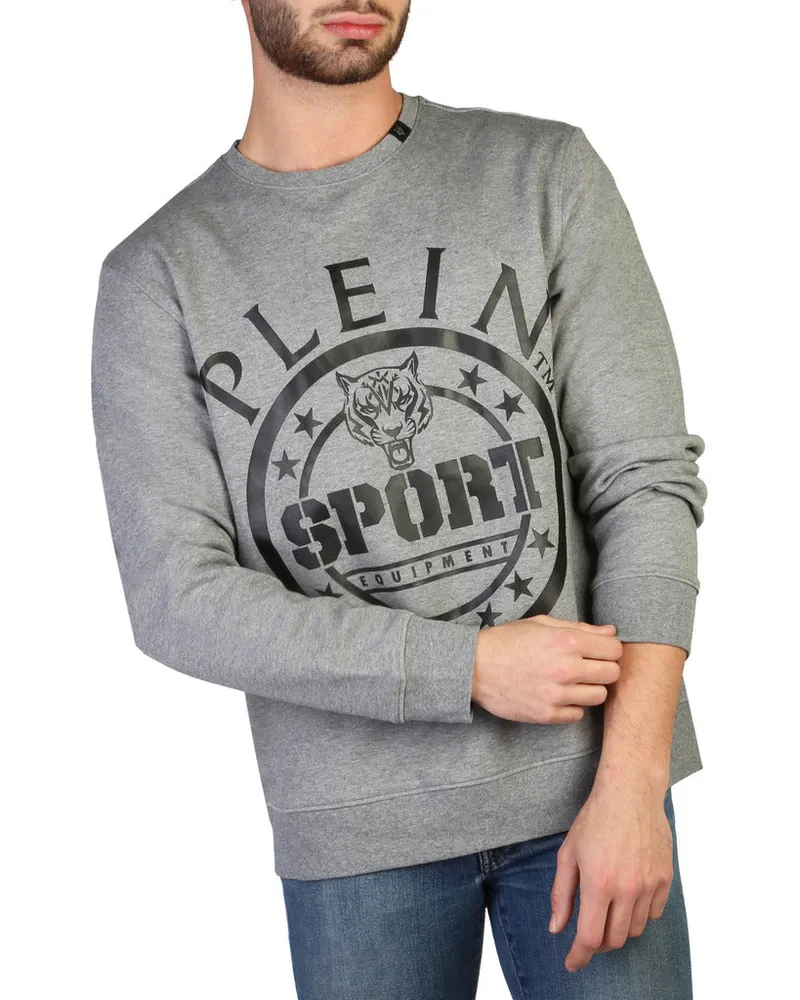 Philipp Plein Herren Grauer Baumwollpullover Schwarz