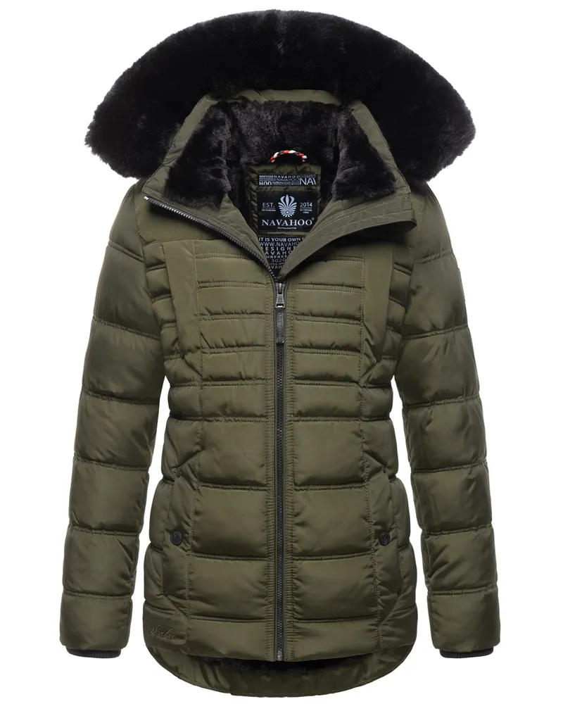NAVAHOO Lissandra Damen Winter Steppjacke – warm & edel Grün