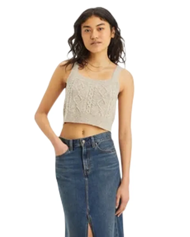 Levi's Ärmelloses Oberteil für Damen, kurz geschnitten (Haferflocken meliert Beige