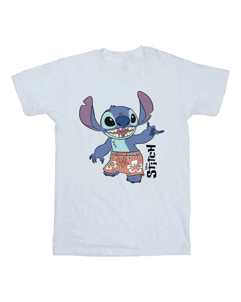 Disney Lilo & Stitch Bermuda Shorts" T-Shirt für Herren (Weiß Weiß