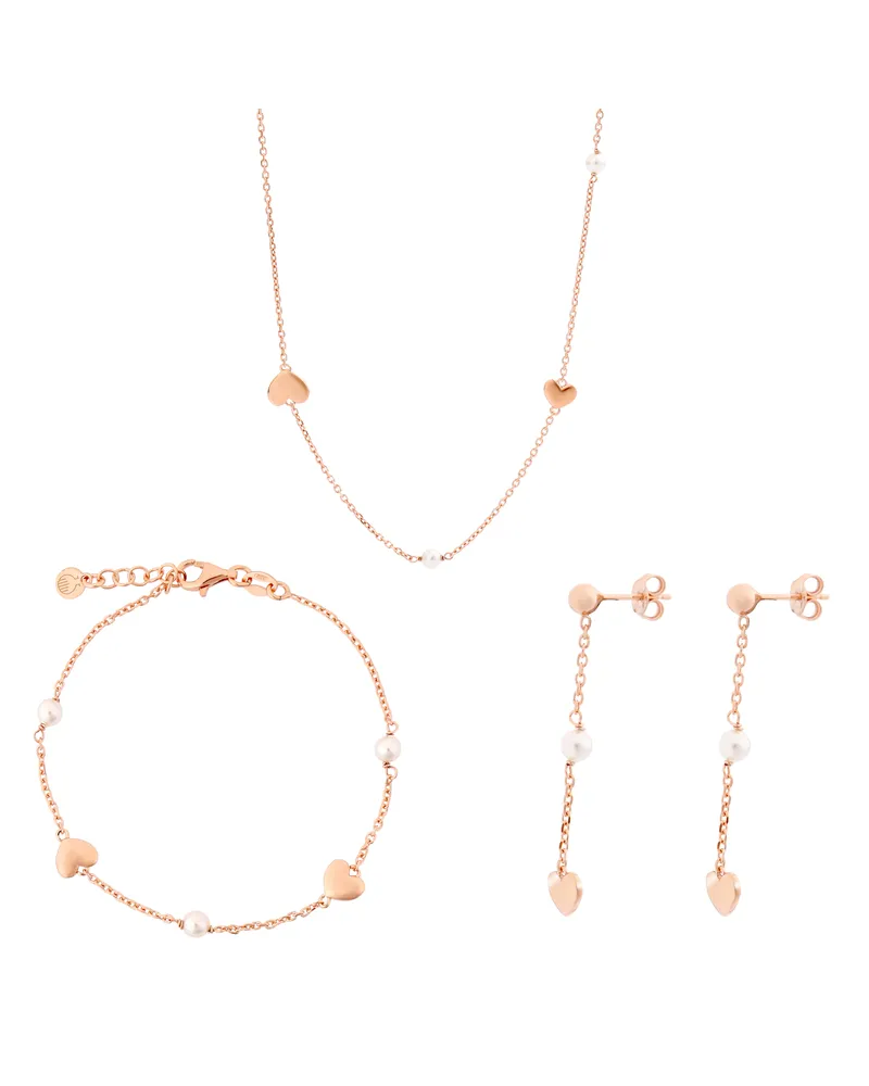 Orphelia Nahara' Damen 925er Sterling Silber Set: Kette + Armband + Ohrringe - Rose SET-7378 Rosé