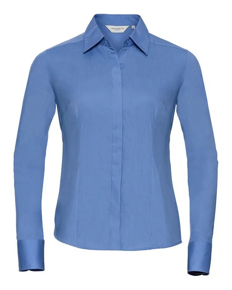 Russell Athletic Russell Collection - Hemd Pflegeleicht für Damen Langärmlig (Business-Blau Blau