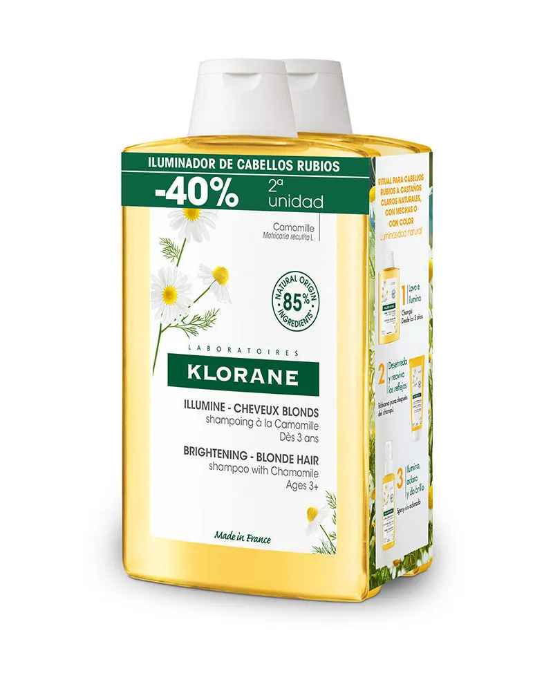 Klorane A La Camomila Champú Iluminador Reflejos Rubios Duo 2 X 400 ml 
