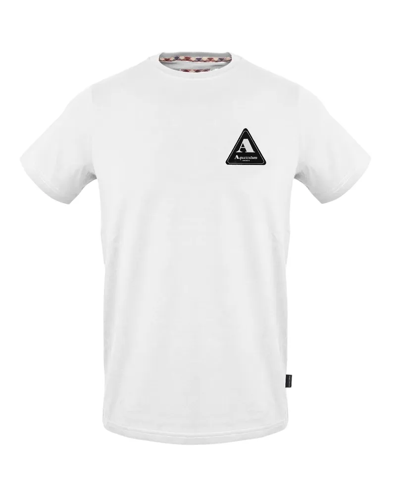 Aquascutum T-Shirt für Herren, Rundhalsausschnitt (Weiß Weiß