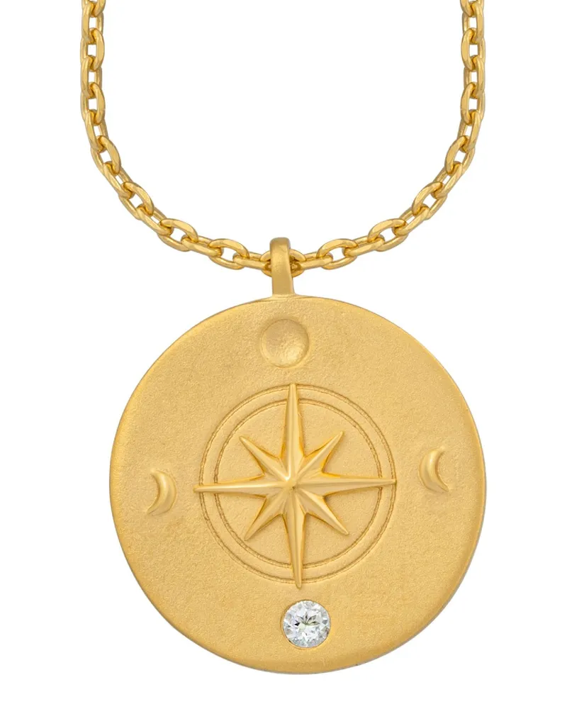 cai Halskette Element Erde 925/- Sterling Silber vergoldet Weißtopaz Gold