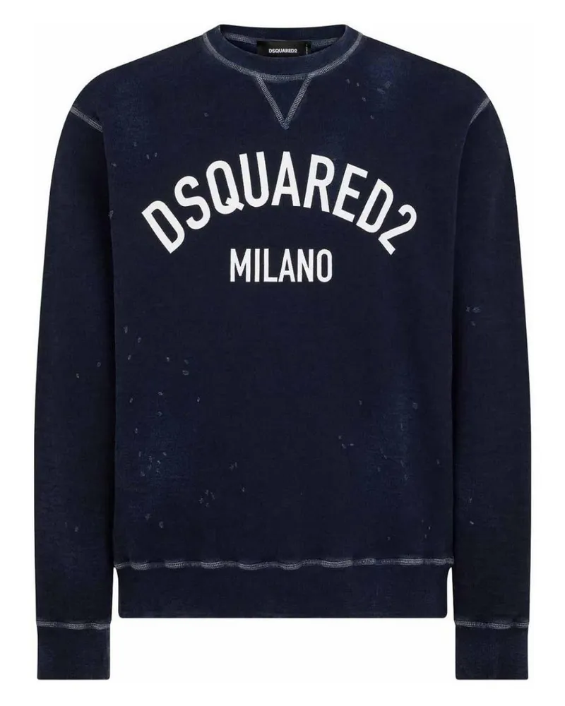 Dsquared2 Milano Logo Cool Fit Marineblaues Sweatshirt Blau