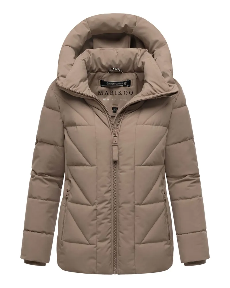 Marikoo Damen Winterjacke Kuschelnasee mit Kapuze und Fleecefutter Grau