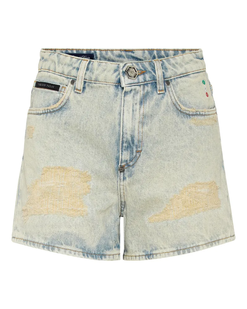 Philipp Plein Denim-Shorts Blau