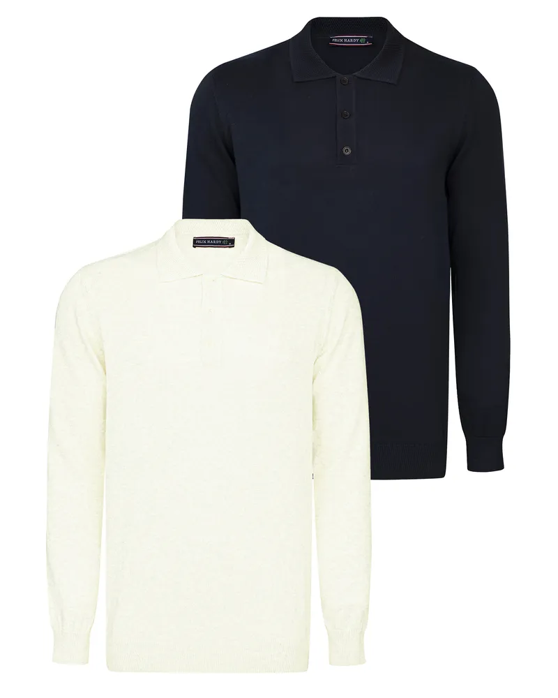 Felix Hardy Pullover Pullover Mit Polo-Kragen 2Er-Pack Blau