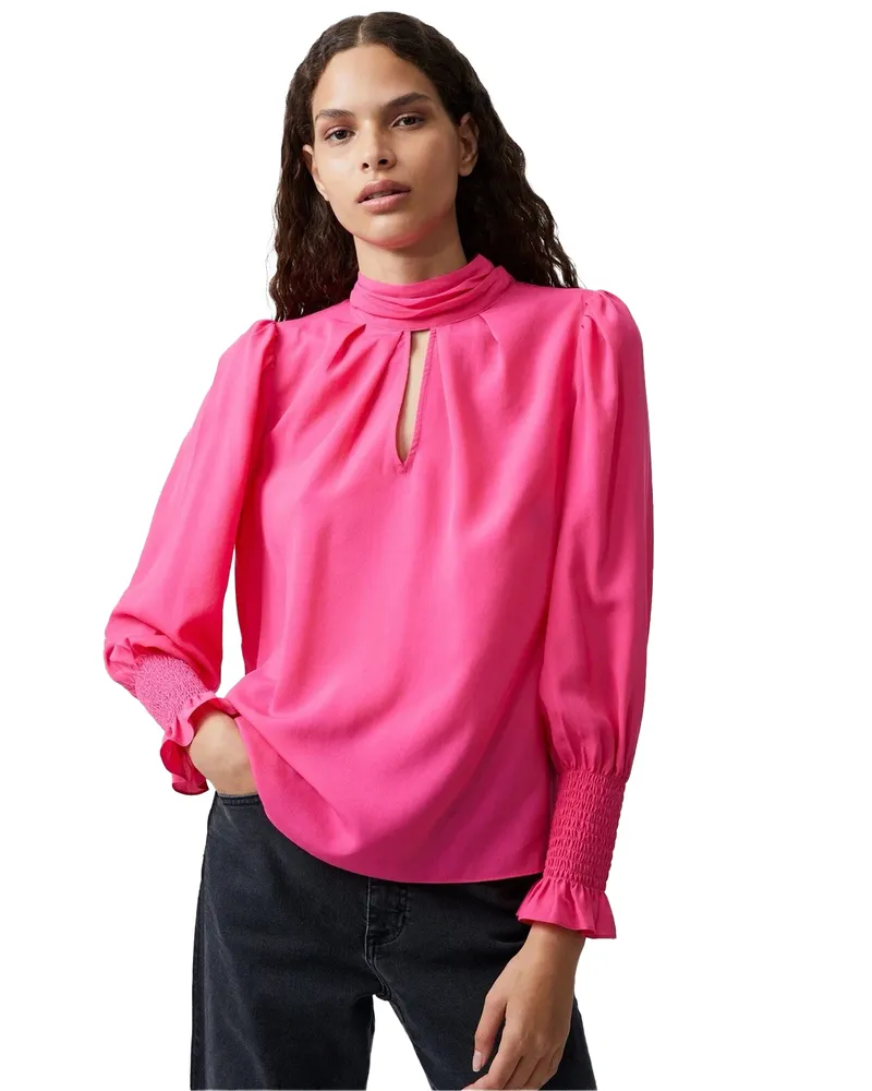 French Connection Bluse für Damen, Hoch geschnitten, Regulär (Leuchtendes Rosa Rosa