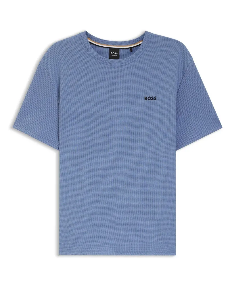 HUGO BOSS Schlafanzug-Oberteil für Herren, Strukturiert, Waffelstrick (Pastellblau Blau