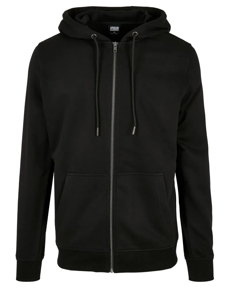 Urban Classics Basic" Hoodie mit durchgehendem Reißverschluss für Herren (Schwarz Schwarz