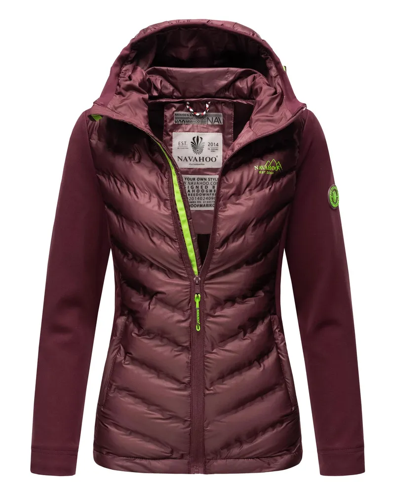 NAVAHOO Damen-Steppjacke „Nimm mich mit“ – figurbetont mit Kapuze - Rot Rot