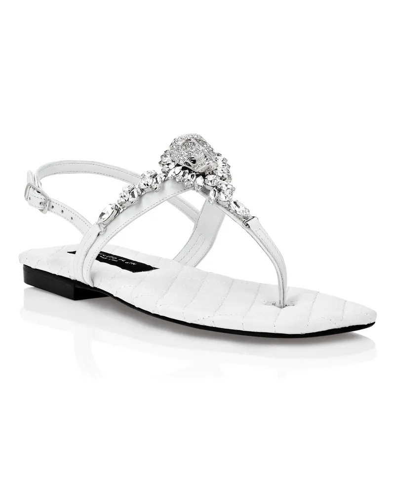 Philipp Plein Sandalen Skull Weiß