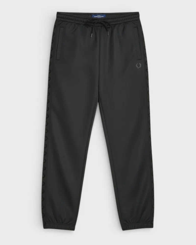 Fred Perry Herren Saisonale Taped Track Pant Schwarz Schwarz