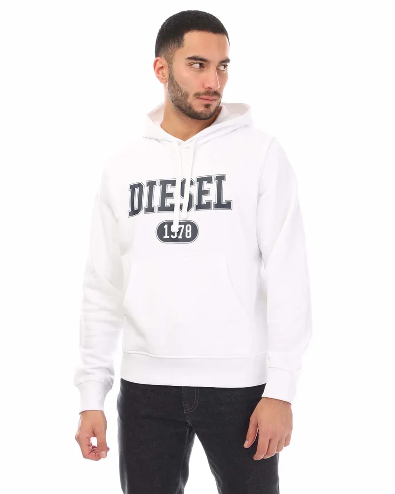 Diesel 1978 - Weißer Kapuzenpullover mit auffälligem Markenlogo Weiß