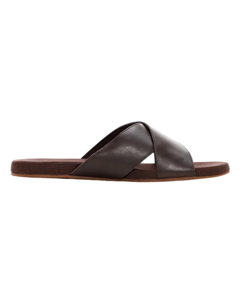 Timberland Kreuzriemen Badesandale für Herren, Leder, Flach (Gaucho Schokoladenbraun
