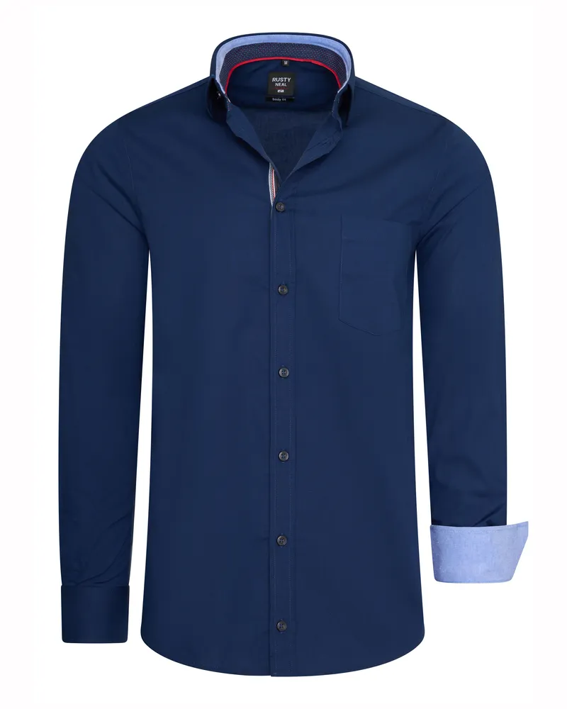 Rusty Neal Overhemd Regular Fit  Blau Blau
