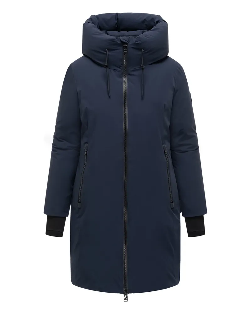 Marikoo Damen Wintermantel Polarhäschen mit Kapuze Blau