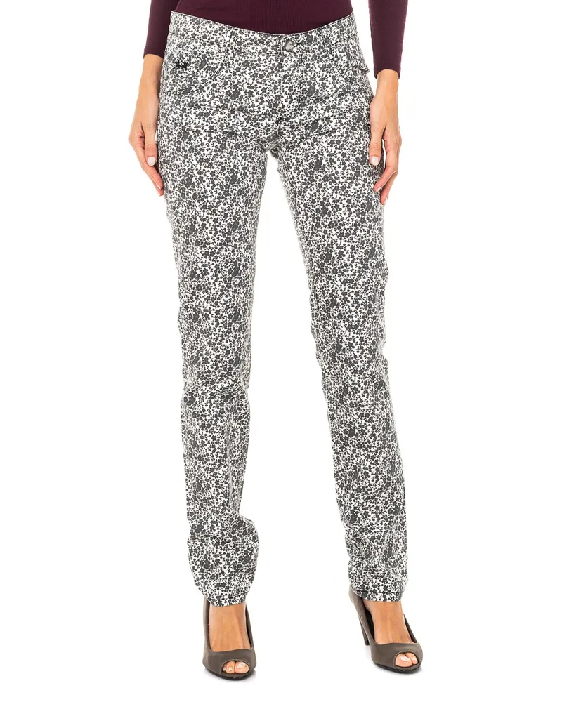 La Martina Lange Hose mit Blumenmuster für Frauen LWT004 Schwarz