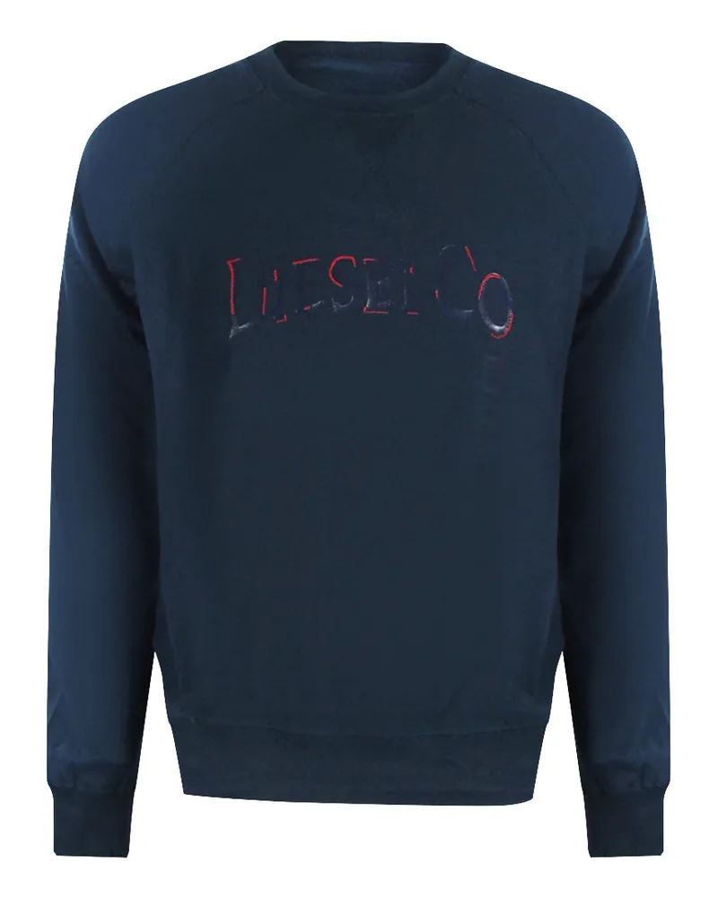 Diesel Distressed-Logo-Sweatshirt, Total Eclipse Blue - Marineblau Marineblau