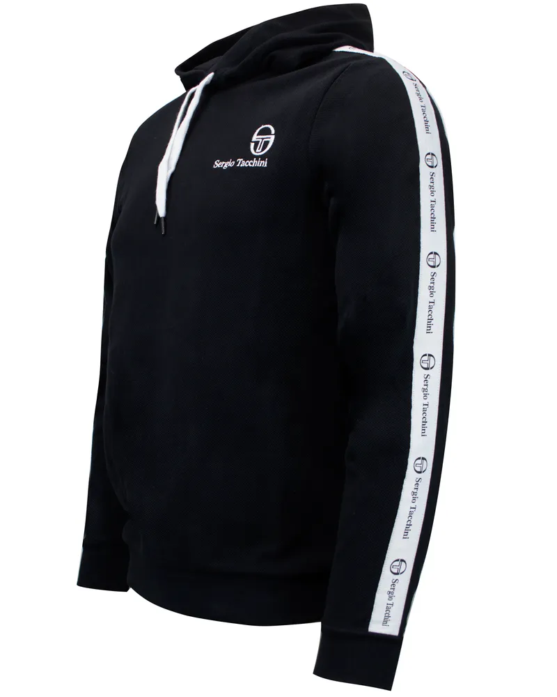 Sergio Tacchini Herren Devok Taped Hoodie Black Jumper 038356 166 Schwarz