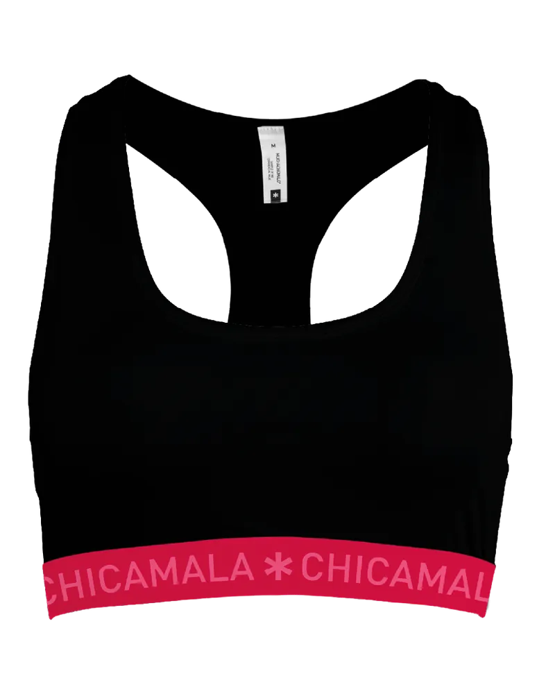 Muchachomalo Chicamala Racerback Sport-BH für Damen - Schwarz Schwarz
