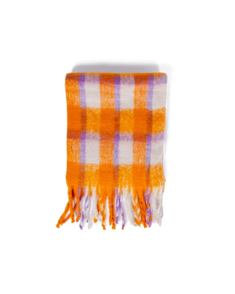 only Woven Scarf Gingham Check Orange Orange