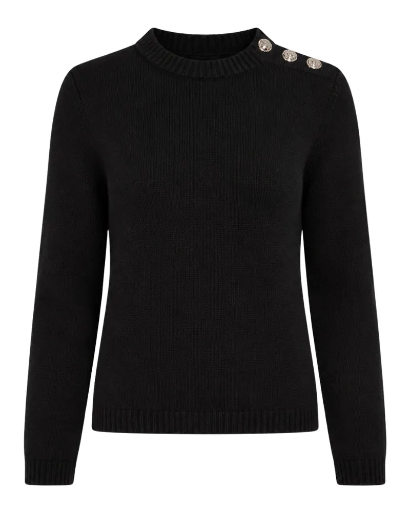 Ted Baker Janha Rose Button Rundhals Langarmpullover, Schwarz Schwarz