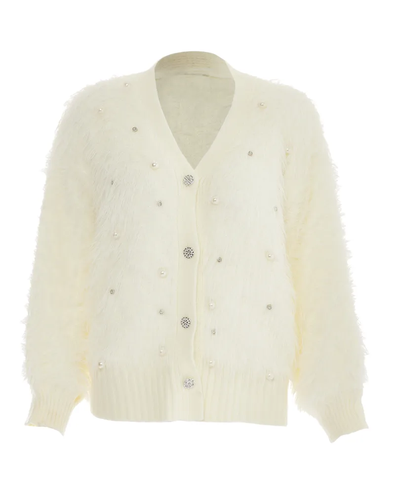 FAINA Strickjacke Damen Wollweiß Wollweiß