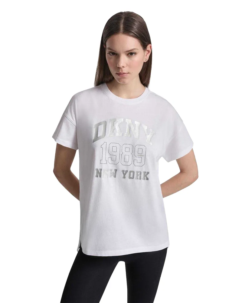 DKNY 1989" T-Shirt für Damen, Regulär (Weiß Weiß