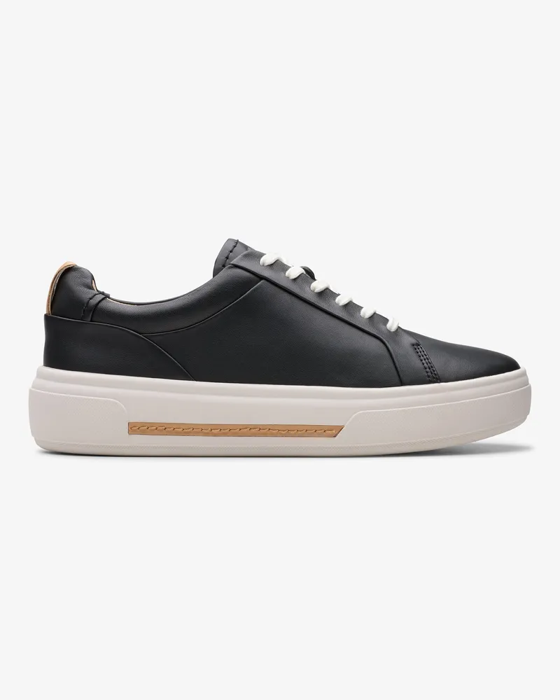 Clarks Hollyhock Walk Schwarze Leder Sneakers Schwarz