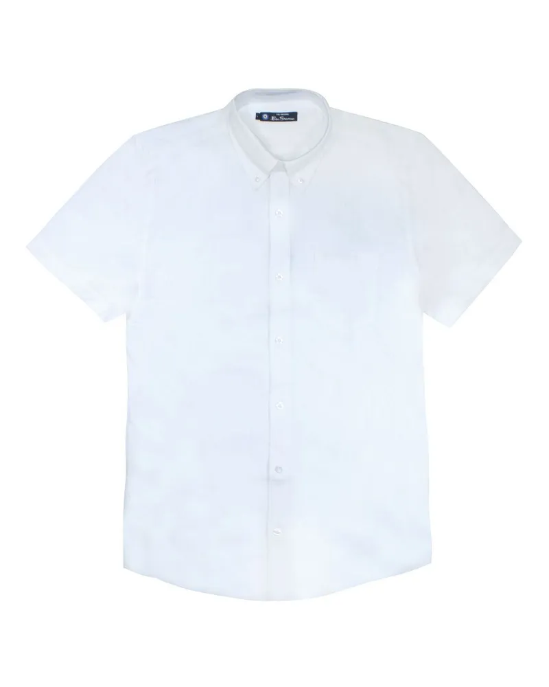 Ben Sherman Drehbuch Stickerei Herren weißes Hemd Weiß