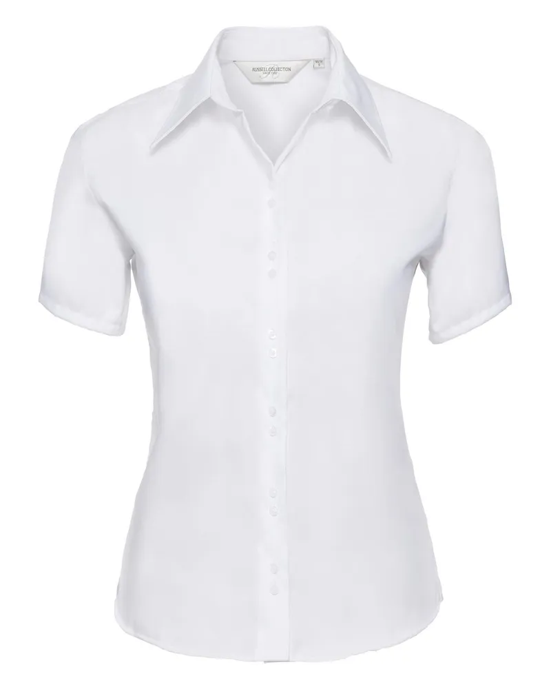 Russell Athletic Russell Collection Bluse, Kurzarm, bügelfrei (Weiß Weiß