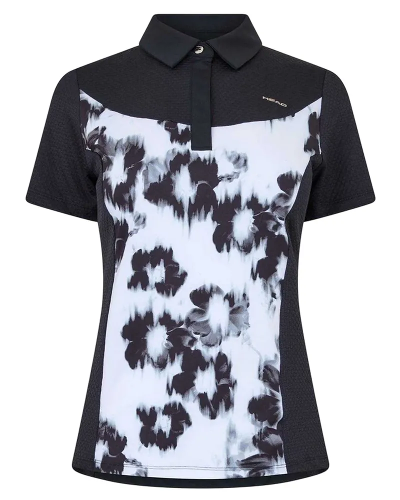 Head Poloshirt für Damen, Hochleistungsmaterial (Schwarz/Weiß Schwarz