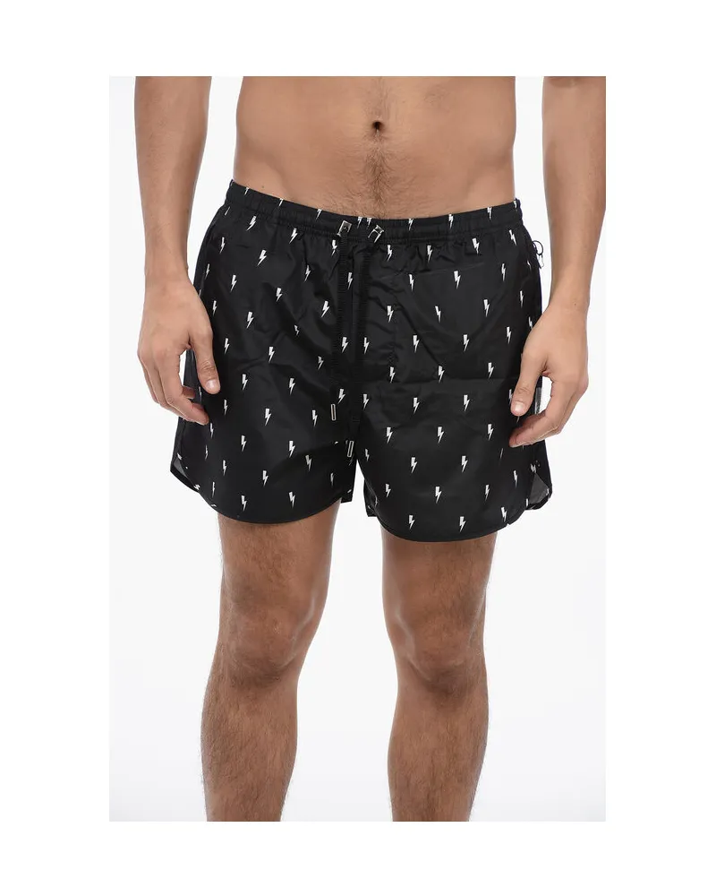 Neil Barrett ALLOVER MICRO BOLTS BADESHORTS Schwarz