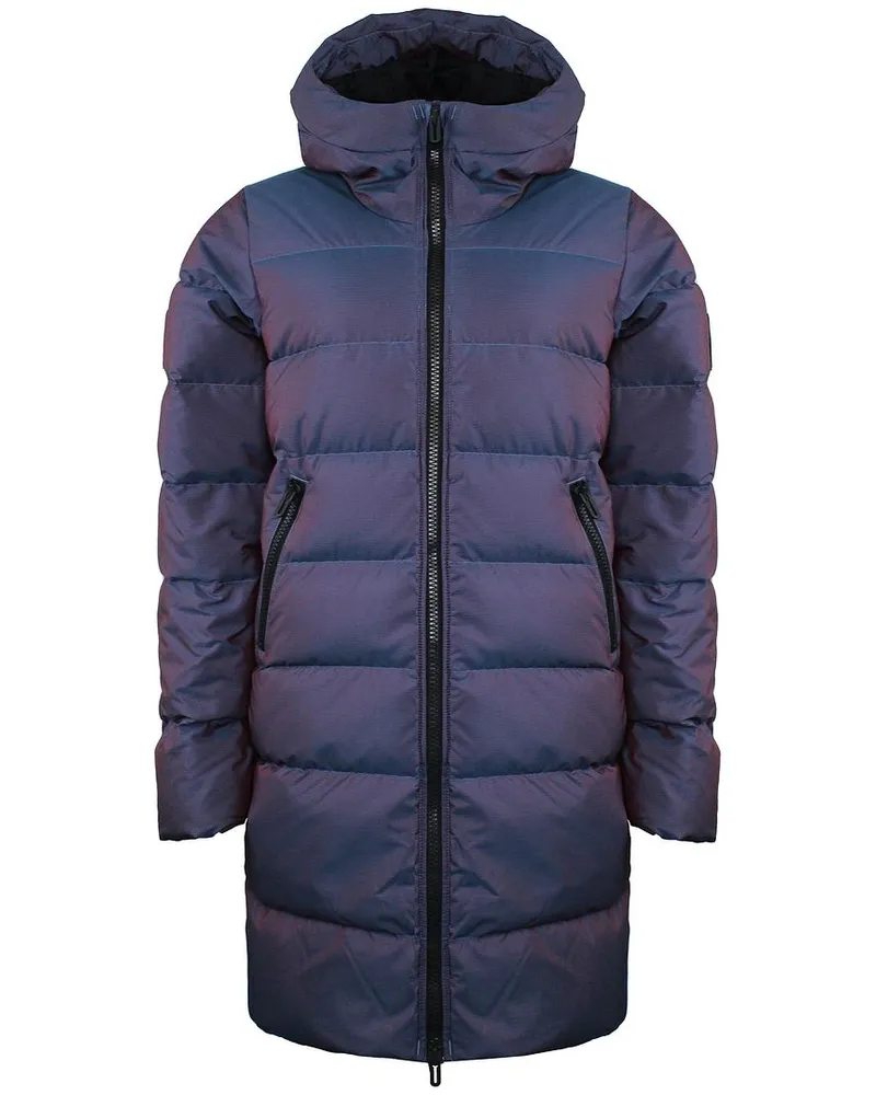 Under Armour Coldgear Marine Blue Womens Irisierende Parka Kapuzenmantel 1365812 422 Marineblau