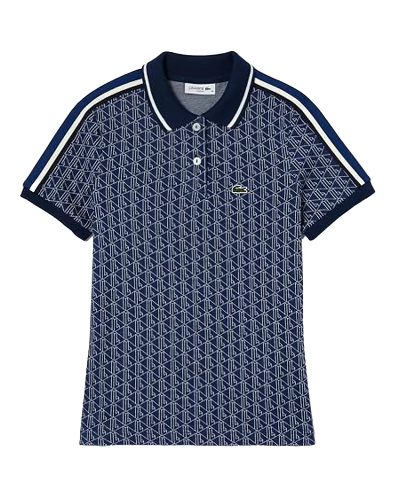 Lacoste Poloshirt für Damen, Jacquard, Schmal, kurzärmlig (Methyl-Blau Blau