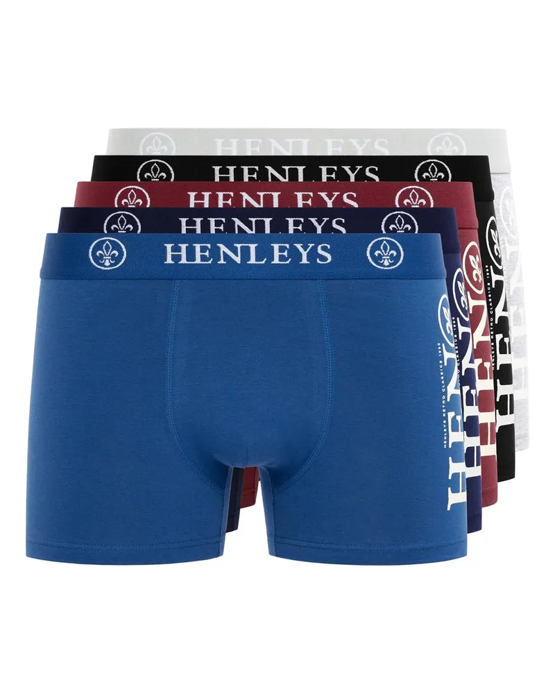 Henleys Kelmack2" Boxershorts für Herren (5er-Pack) (Blau/Schwarz/Weinrot/Grau/Marine Schwarz