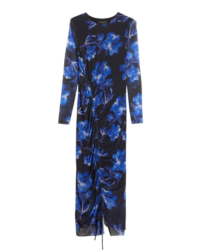 Ted Baker Marliyy Bedrucktes, Figurbetontes Kleid Aus Mesh, Blau Dunkelblau