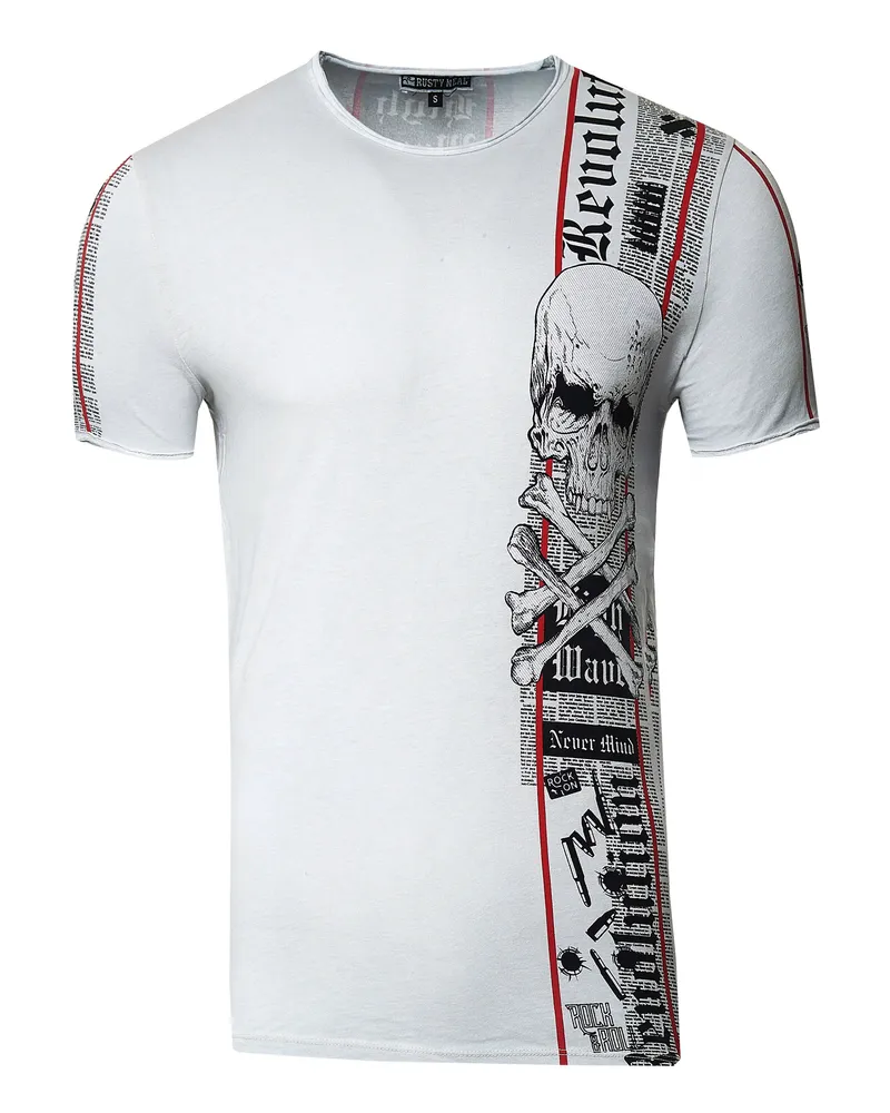 Rusty Neal Biker T-Shirt Front & Back Printed Grau