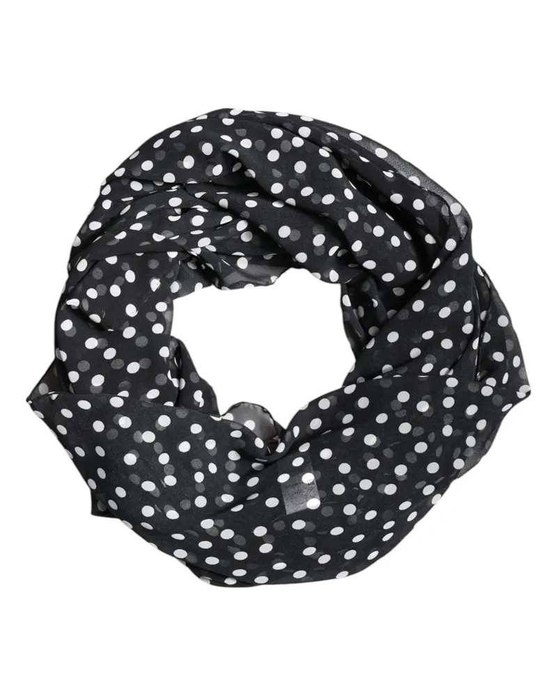 Dolce & Gabbana Punkte-Seiden-Schal Schwarz