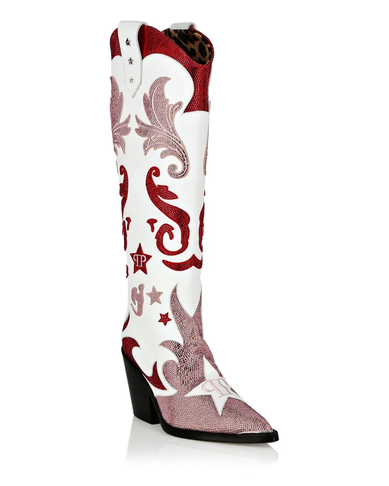Philipp Plein Stiefel Stars Rot
