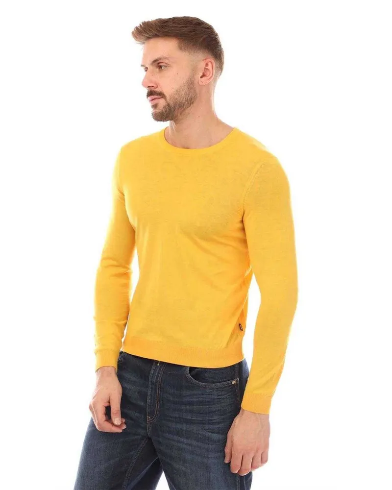 HUGO BOSS Pullover für Herren, Schurwolle, Schmal (Gelb Gelb