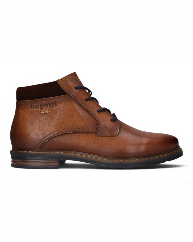 Bugatti Herren Tan Braune Leder-Schnürstiefel Chukka Ankle Boots – Rigalo Evo Dunkelbraun
