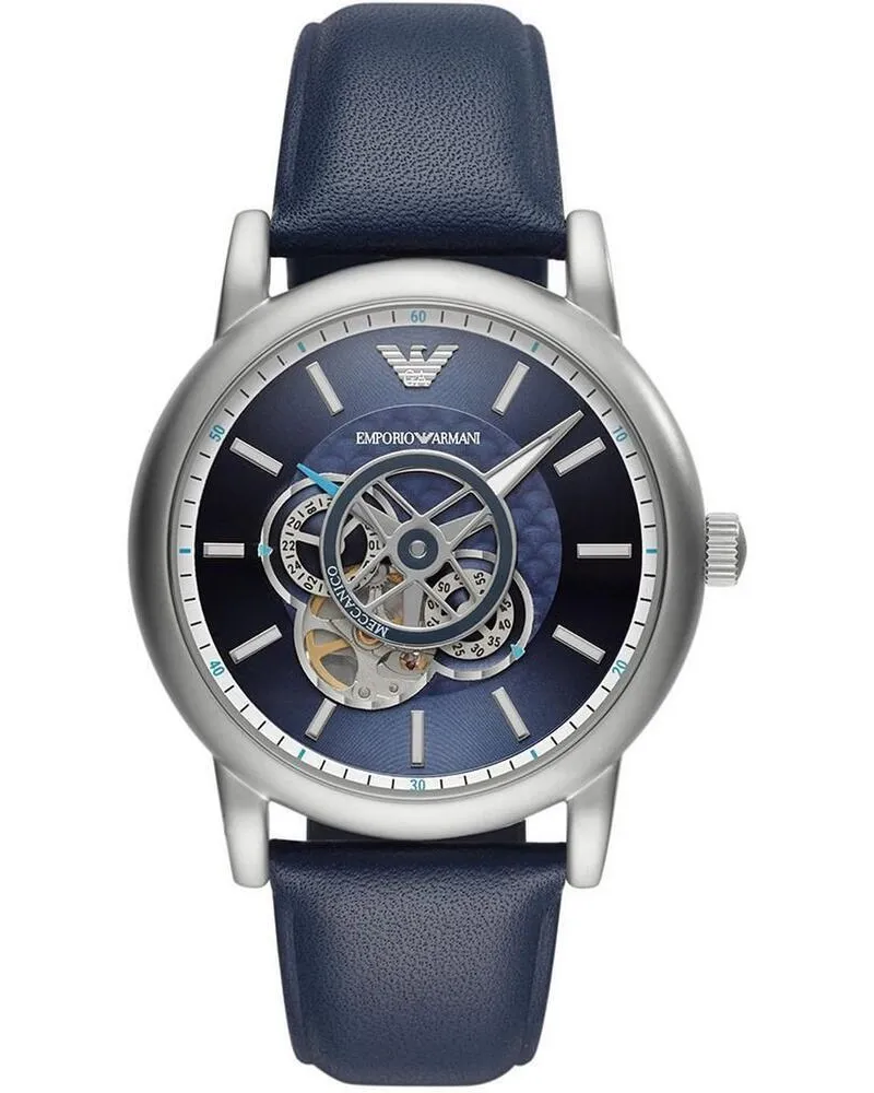 Emporio Armani AR60011 Chronograph Automatik Blaues Zifferblatt Herrenuhr Marineblau