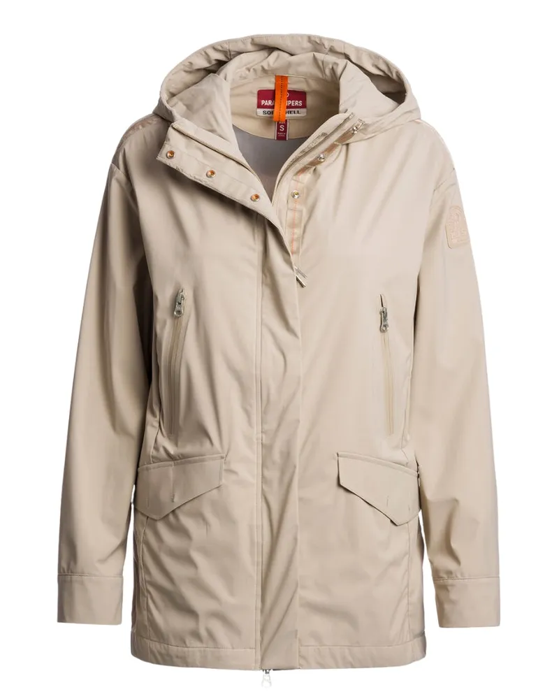 Parajumpers Lange, Cremefarbene Kapuzenjacke Beige