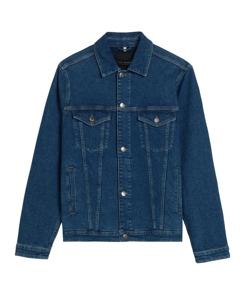 Ted Baker Brisbane Blue Denim Truckerjacke Blau