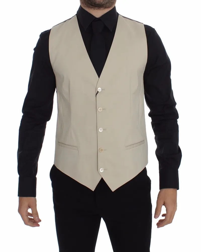 Dolce & Gabbana Beige Weste Klassische Passform Cognac
